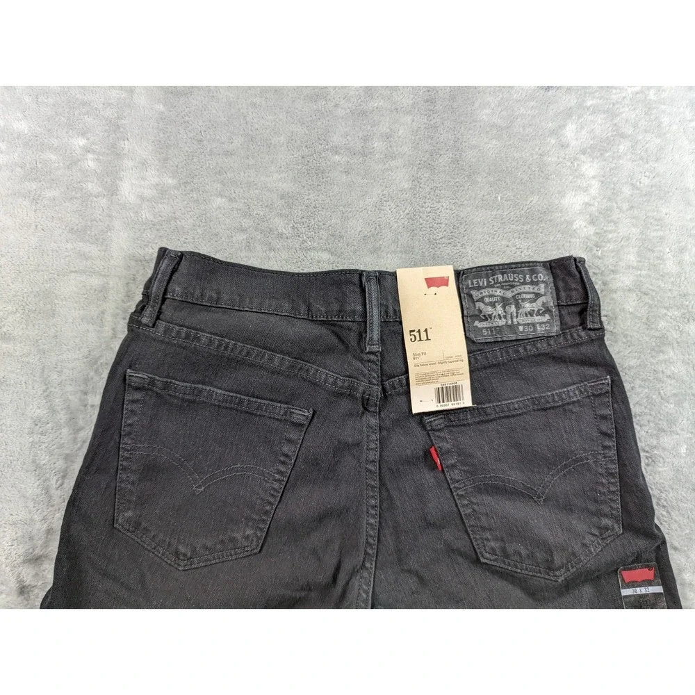 Levis 511 Jeans Mens 30x32 Black Slim Fit Tapered Stretch Denim Casual